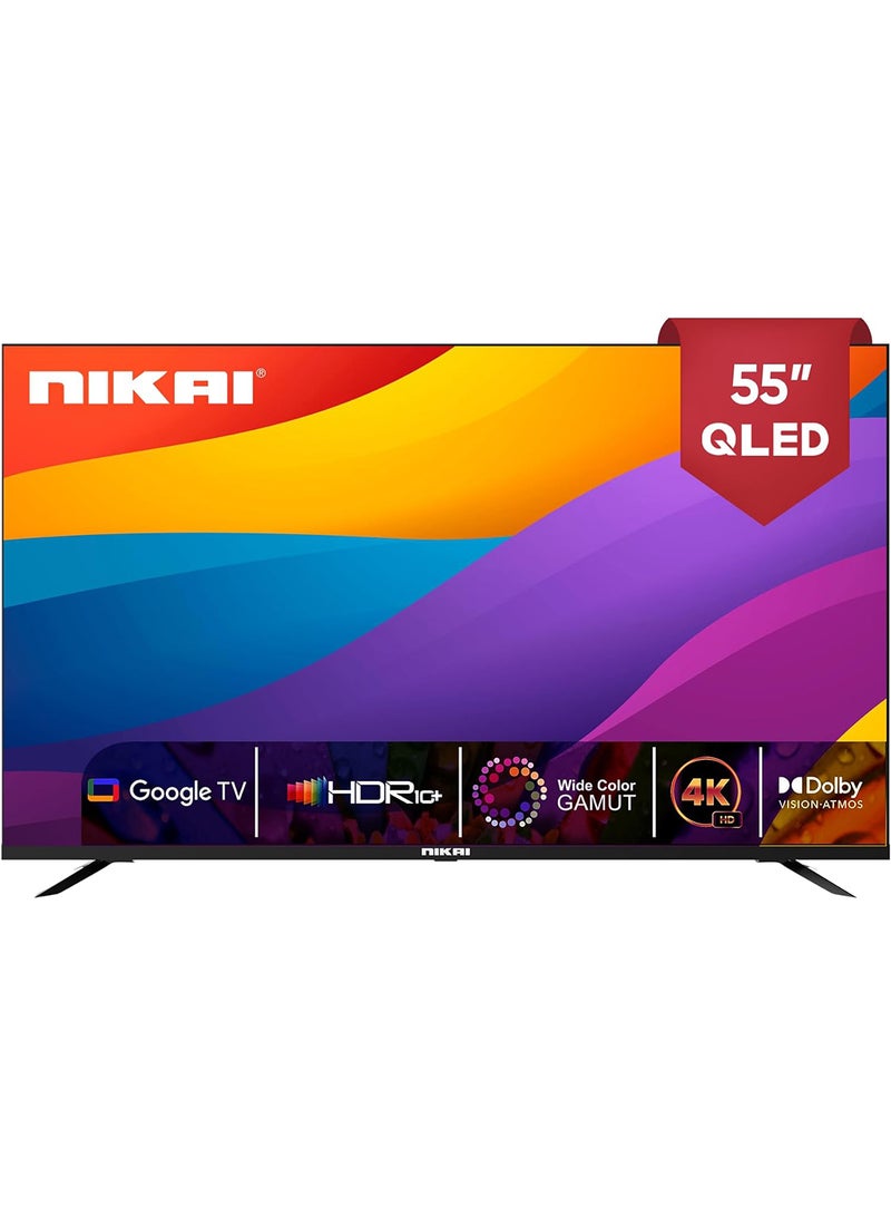 55 Inch 4K QLED Ultra HD Smart Google TV, Hands-Free Voice Control, Game Master, Dolby Vision + Atmos, 4K HDR10+, Effortless Connectivity With Android & Apple Devices NPROG55QLED Black