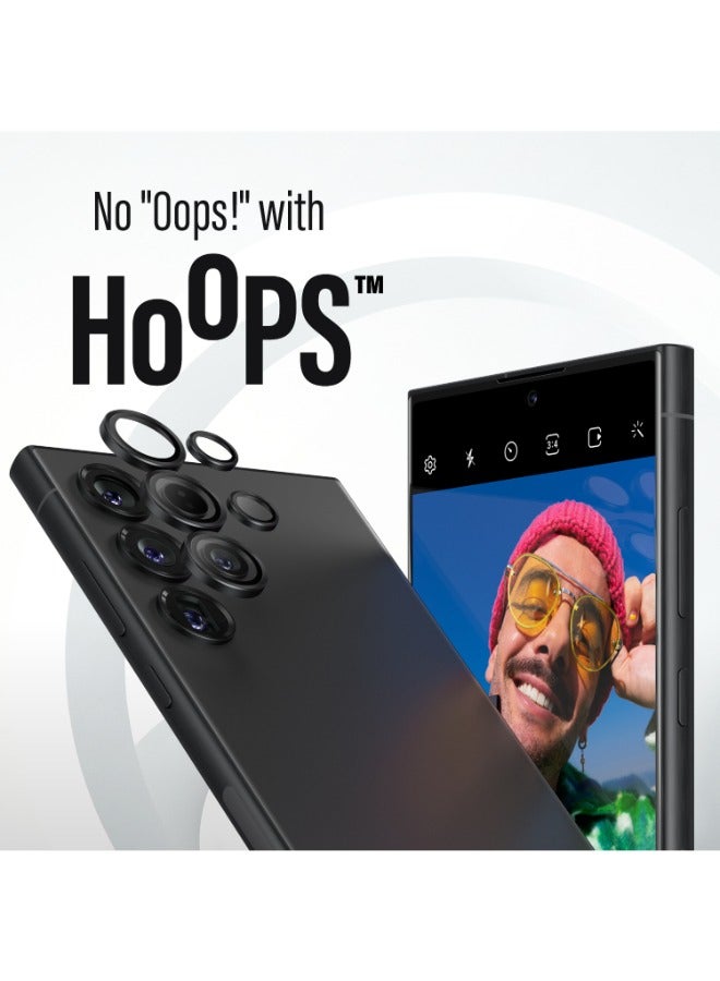 Hoops Samsung Galaxy S24 Ultra | Camera Lens Protector - 4 Layers of Protection w/ Anti-Shatter Layer, Anti-FingerPrint, Smudge-Free, Drop Proof, No Image Distortion - Black