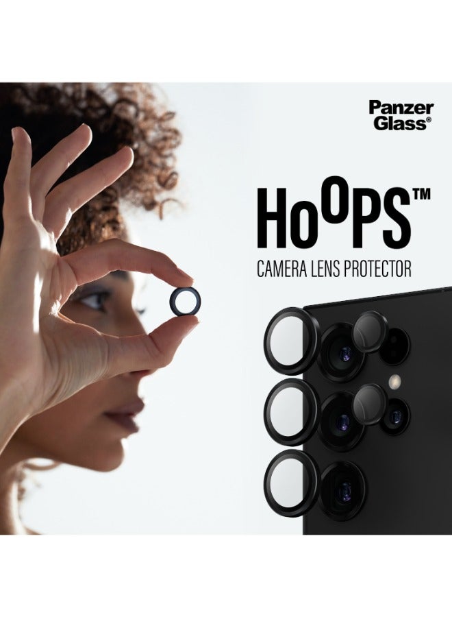Hoops Samsung Galaxy S24 Ultra | Camera Lens Protector - 4 Layers of Protection w/ Anti-Shatter Layer, Anti-FingerPrint, Smudge-Free, Drop Proof, No Image Distortion - Black