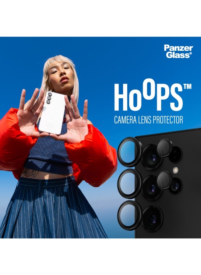 Hoops Samsung Galaxy S24 Ultra | Camera Lens Protector - 4 Layers of Protection w/ Anti-Shatter Layer, Anti-FingerPrint, Smudge-Free, Drop Proof, No Image Distortion - Black