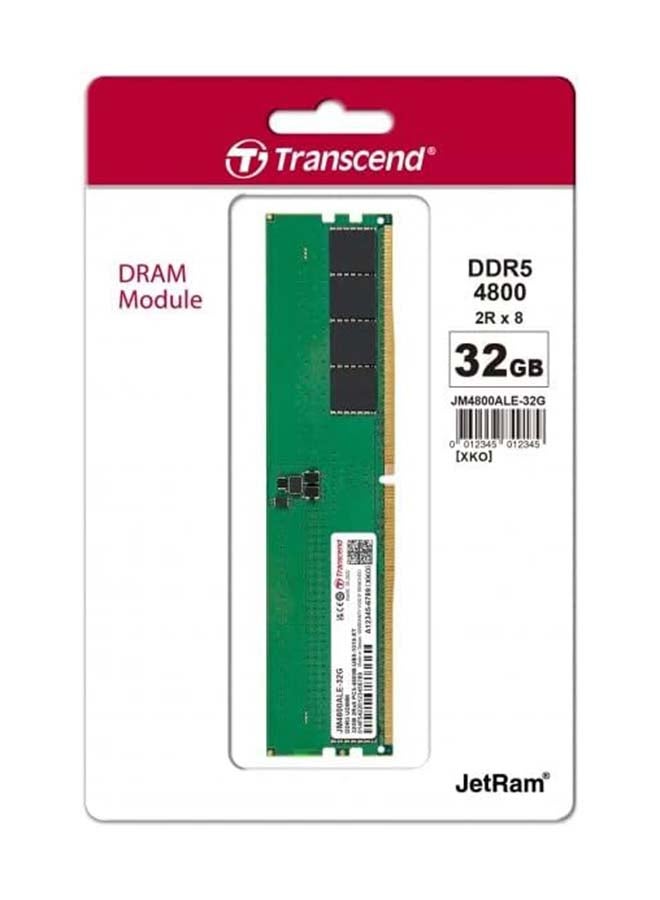 DDR5 JetRam 32GB 4800MHz Unbuffered Long-DIMM, CL40 CAS Latency, 288 pin, JM4800ALE-32G Multicolour