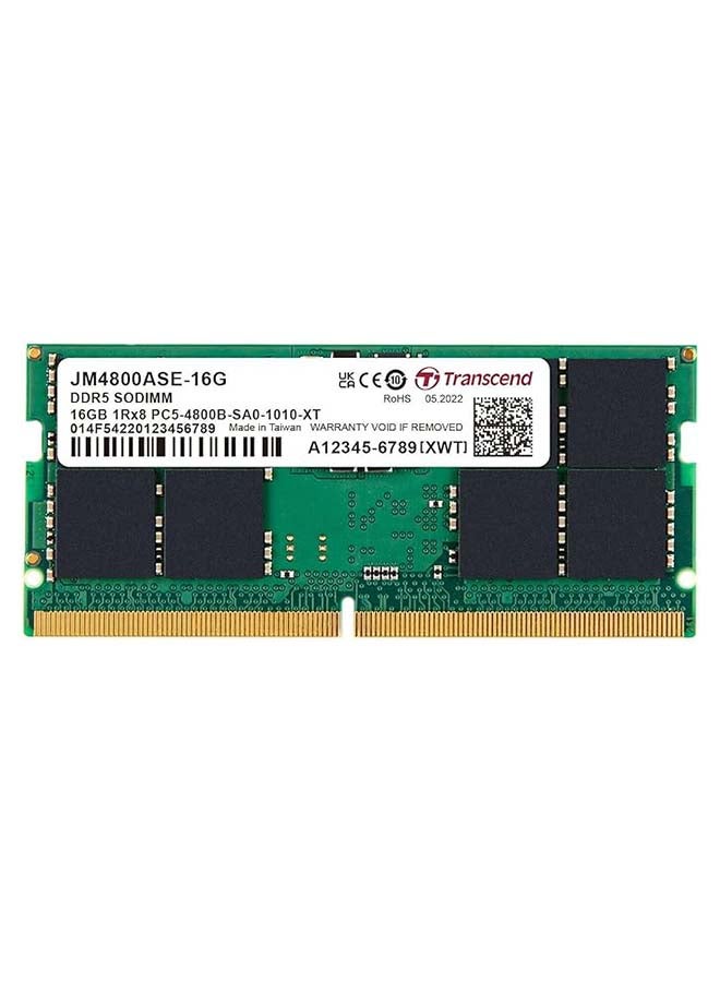 JetRam 16GB DDR5-4800 Unbuffered SO-DIMM RAM, CL40, 262 Pins, 1.1V, JM4800ASE-16G for Laptop/Notebook | JM4800ASE-16G Multicolour