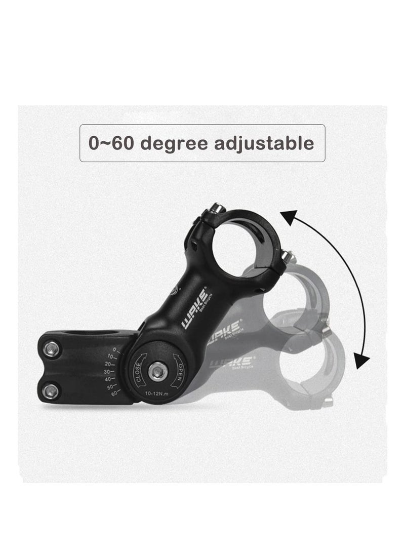 Adjustable Bike Stem, 0-60 Degree Adjustable MTB Stem, 31.8 130mm Bike Handlebar Stem Riser, with 2 Hexagonal wrench, for Mountain Bike, Road Bicycle, MTB, BMX, Cycling