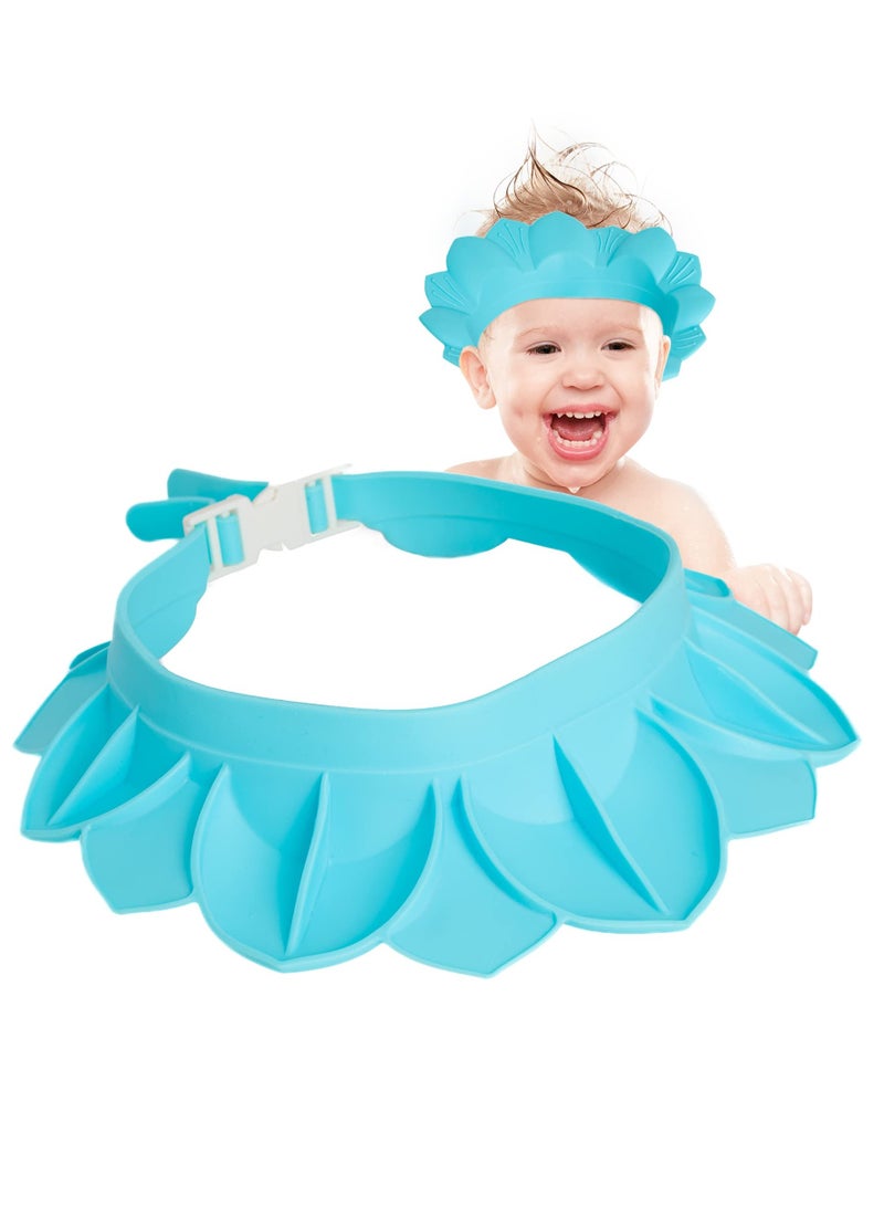 Baby Shower Cap Adjustable Silicone Shampoo Bath Cap Protection Cap Safe Shampoo Shower Hat Waterproof Bathing Hat Infants Soft Shampoo Hat for Infants Toddlers Kids Children  Clip Blue