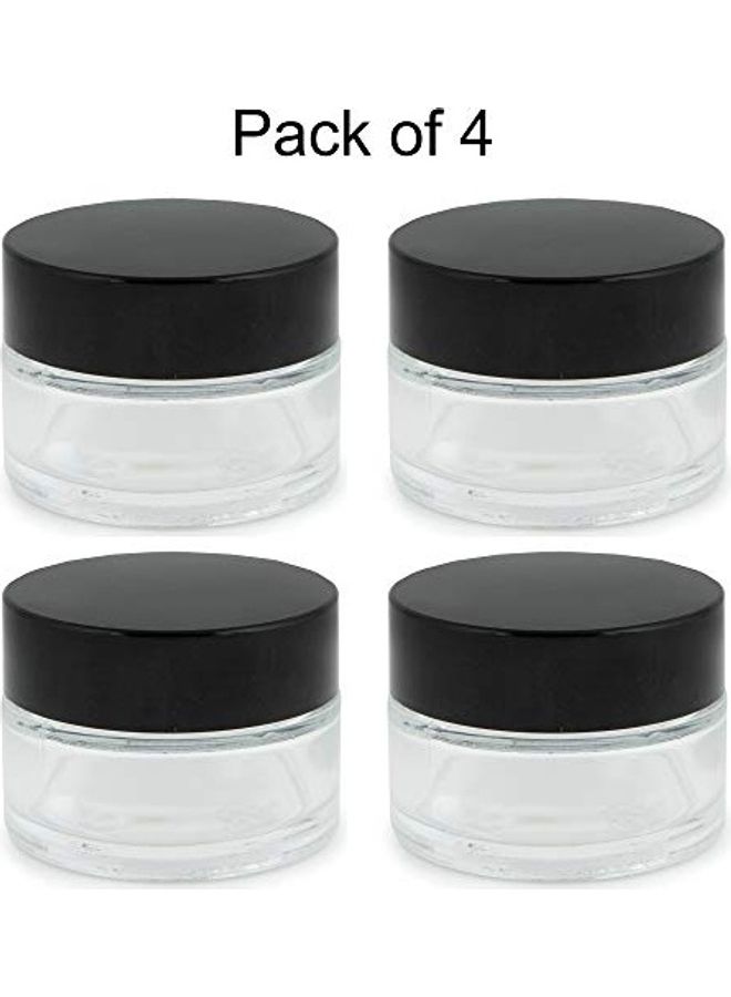 4-Piece Multipurpose Frosted Glass Jar With Cap Black