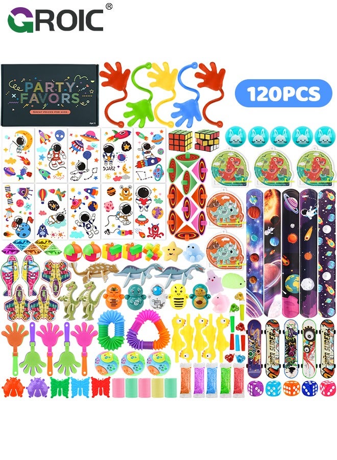 120 Pcs Party Favors, Classroom Treasure Box Bulk Prizes Reward, Goodie Bag Stuffers for Carnival Prizes Birthday Gifts, Pinata Fillers, Halloween Birthday Gift Stocking Stuffers, Autism Sensory Toys