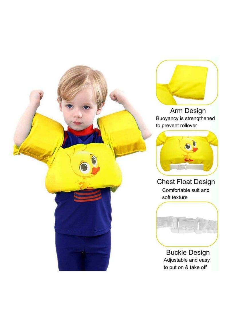 Swimming Arm Bands Float Vest, Swimming Float Vest, Swim Training Jacket, Arm Bands Kids For Girls and Boys 2-6 Year 0ld to Swim-Yellow