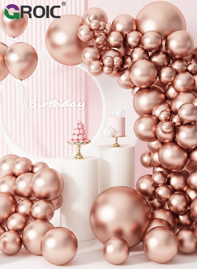 129pcs Rose Gold Balloons Latex Balloons 18 12 10 5 Inch Party Balloon Kit for Birthday Party Graduation Baby Shower Wedding Holiday Balloon Decoration,Party Balloon Set, Party Supplies