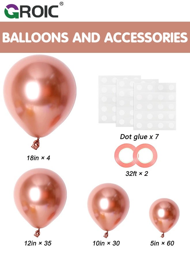 129pcs Rose Gold Balloons Latex Balloons 18 12 10 5 Inch Party Balloon Kit for Birthday Party Graduation Baby Shower Wedding Holiday Balloon Decoration,Party Balloon Set, Party Supplies