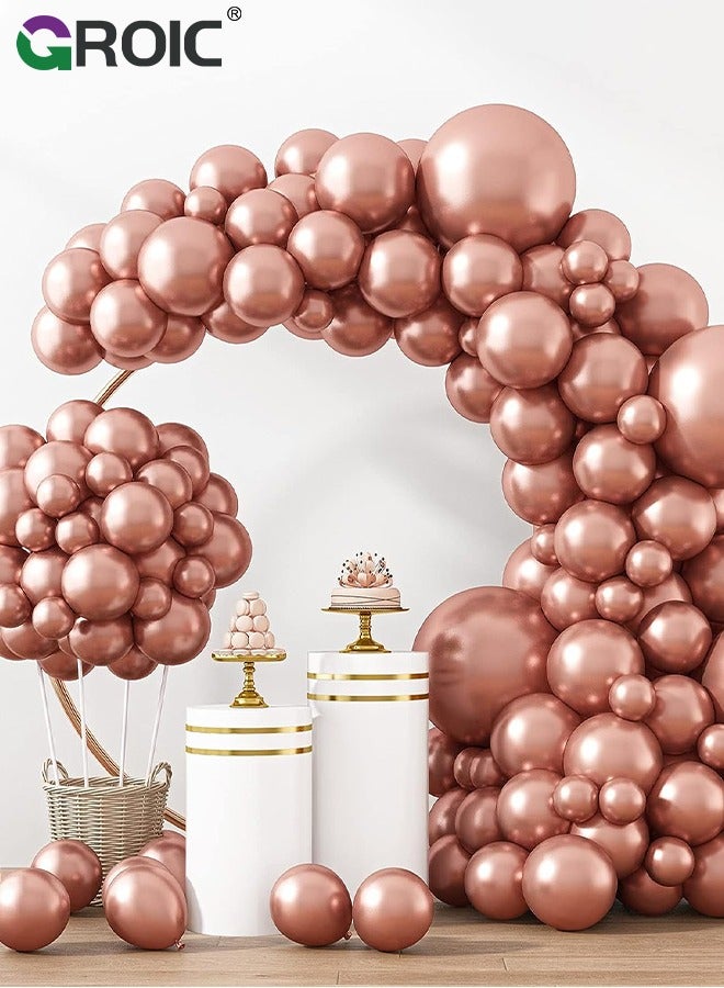 129pcs Rose Gold Balloons Latex Balloons 18 12 10 5 Inch Party Balloon Kit for Birthday Party Graduation Baby Shower Wedding Holiday Balloon Decoration,Party Balloon Set, Party Supplies