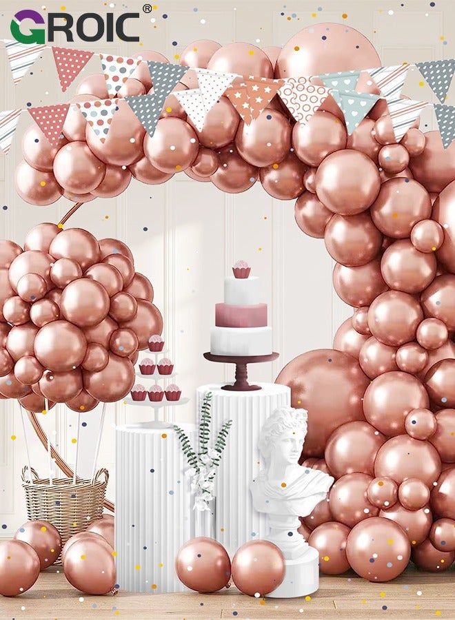 129pcs Rose Gold Balloons Latex Balloons 18 12 10 5 Inch Party Balloon Kit for Birthday Party Graduation Baby Shower Wedding Holiday Balloon Decoration,Party Balloon Set, Party Supplies