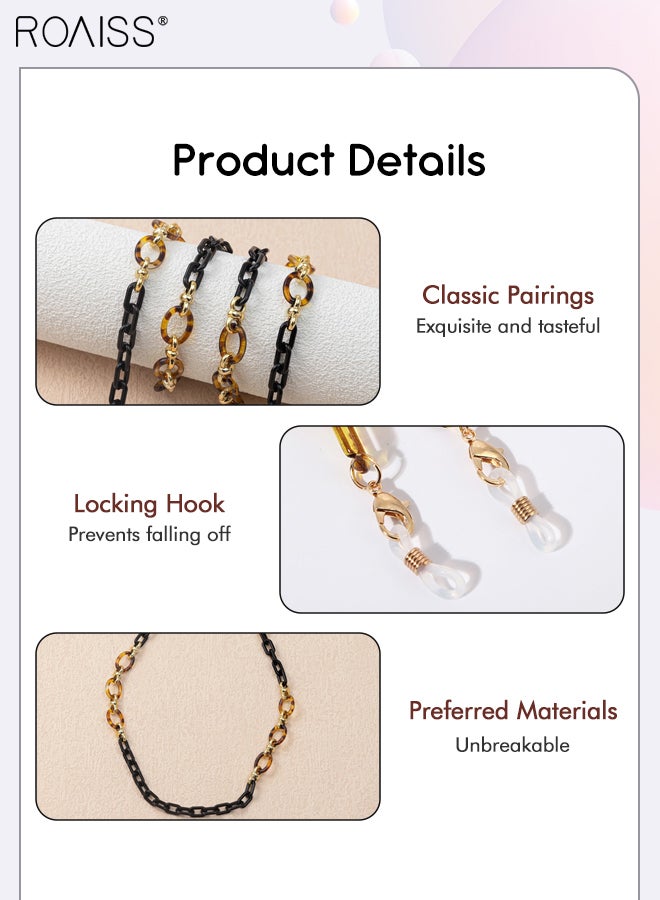 3Pcs Acrylic Glasses Chains for Women, Eyewear Strap Holders Hanging Neck Rope Windproof Mask Lanyard Eyeglasses Accessory, 75cm