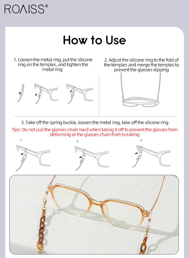 3Pcs Acrylic Glasses Chains for Women, Eyewear Strap Holders Hanging Neck Rope Windproof Mask Lanyard Eyeglasses Accessory, 75cm