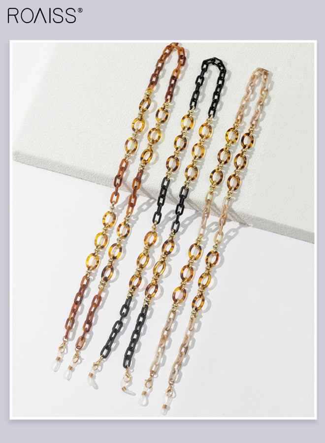 3Pcs Acrylic Glasses Chains for Women, Eyewear Strap Holders Hanging Neck Rope Windproof Mask Lanyard Eyeglasses Accessory, 75cm