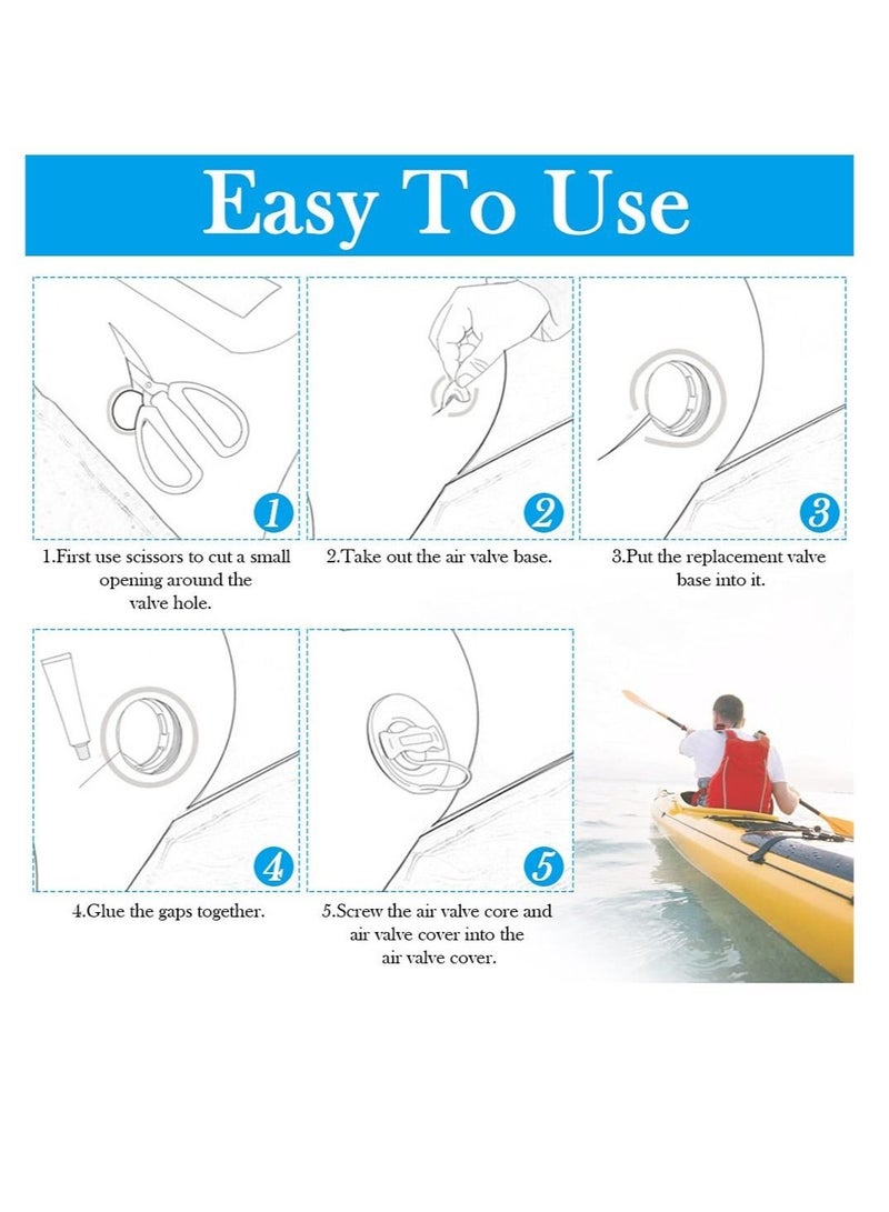 Inflatable Boat Air Valve, Kayak 8 Teeth Air  Valve PVC Boat Valve Air Gas Valve Cap Replacement Inflatable Valve Replacement , Kayak Air Valve Adapter, Suitable  for Inflatable Boat Dinghy Kayak Cano