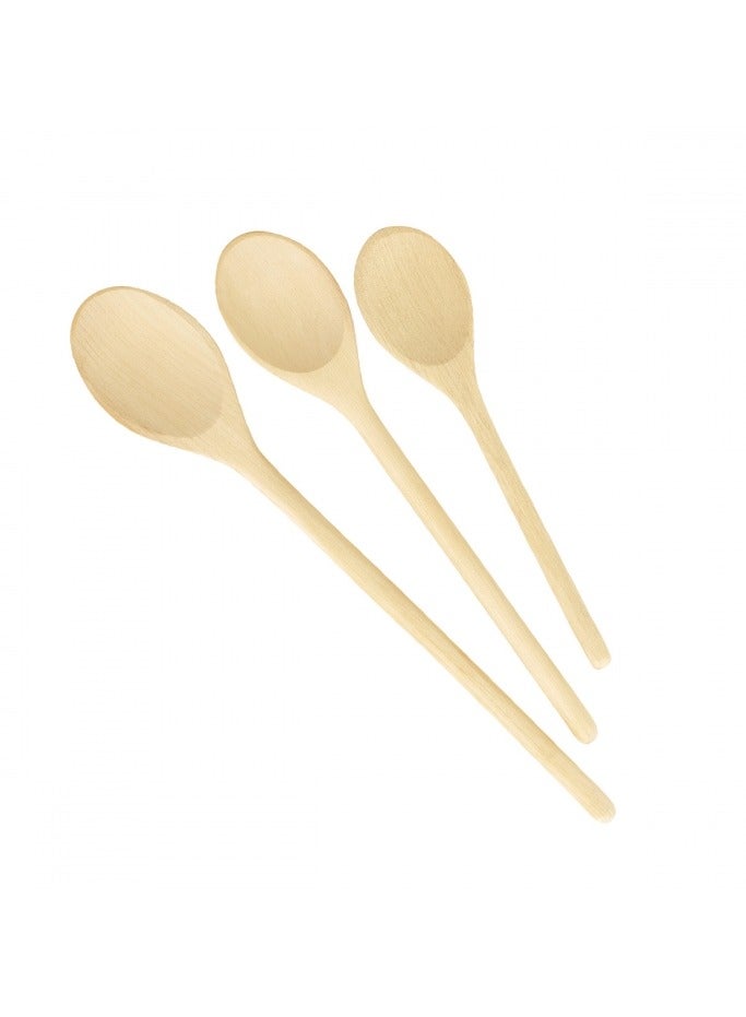 Set 3 Oval Spoons Woody Assorted 37.5 x 9.5 x 2.5 cm Cooking Spoons Stirring Spoon Kitchen Tools