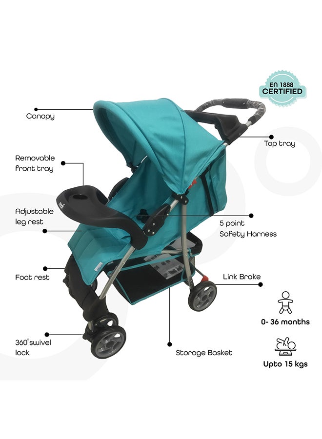 Trek - One Fold Stroller - Blue Melange