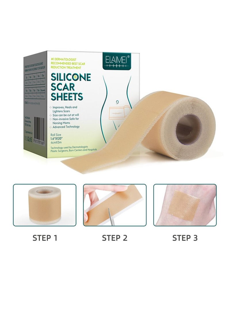 Medical Silicone Scar Sheets Roll 3m - Silicone Gel Sheets for Scar Removal, Silicone Sheets For Removing Scars Painlessly, Reusable Scar Gel Treatment,Cut Custom Size Strips