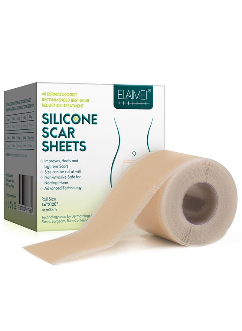 Medical Silicone Scar Sheets Roll 3m - Silicone Gel Sheets for Scar Removal, Silicone Sheets For Removing Scars Painlessly, Reusable Scar Gel Treatment,Cut Custom Size Strips