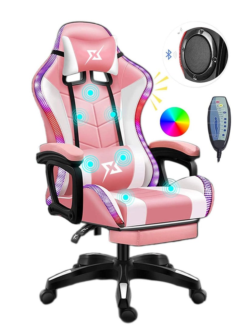 Gaming Chair LED Light Racing Chair,Ergonomic Office Massage Chair