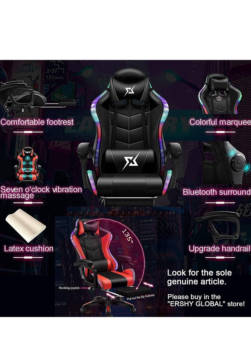 Gaming Chair LED Light Racing Chair,Ergonomic Office Massage Chair