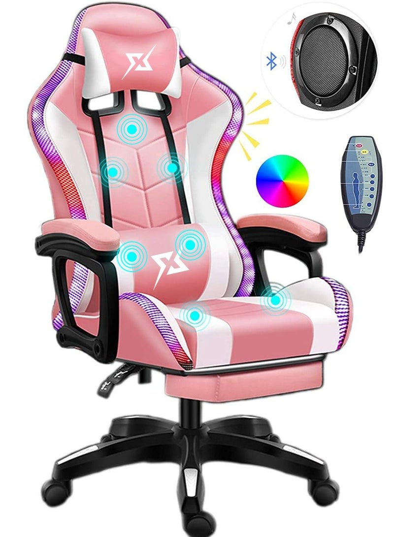 Gaming Chair LED Light Racing Chair,Ergonomic Office Massage Chair