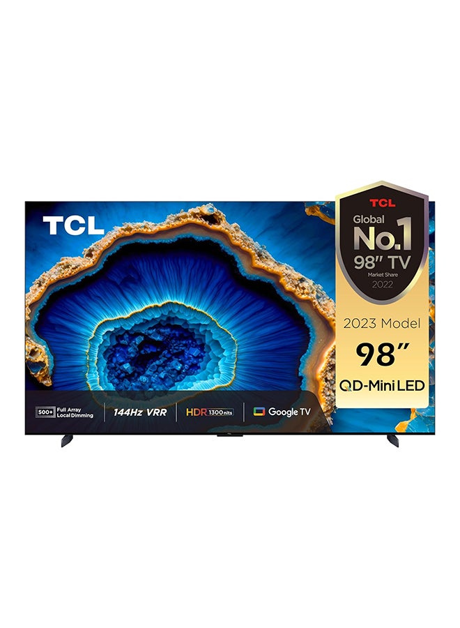 98 Inch TV 4K QD-Mini LED Smart Google TV Game Master 2.0 Dolby Vision IQ-Atmos HDR 1600 Nits Peak IMAX Enhanced 144HZ VRR - (2023 Model) 98C755 Black