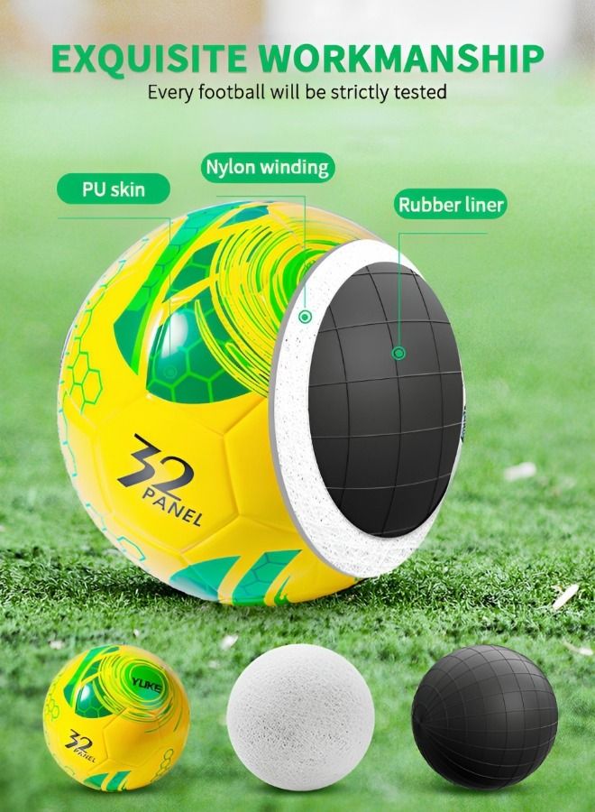 Sports Soccer Balls Official Size 5 Traditional Soccer Balls Size for Kids and Adult Training Ball Official Match Football Balls with Pump, Outdoor & Indoor Match or Game