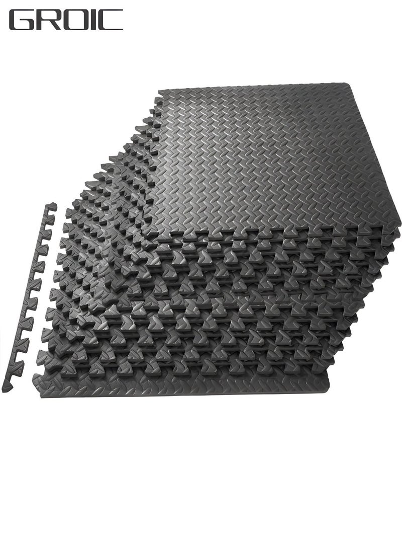 12 Pack Puzzle Exercise Floor Mat, EVA Foam Mats with Interlocking Floor Tiles, 12'' x 12'' Foam Gym Mat, Protective Flooring Mats Interlocking for Home and Gym Equipment