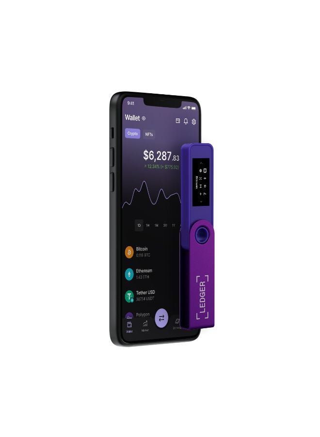 Nano S Plus Hardware Wallet | Safest Crypto & NFT Cold Storage, OLED Screen, Type-C Connectivity, 5000+ Coins Supported, for Android, MacOS & Windows - Amethyst Purple