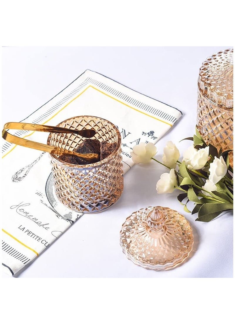 Crystal Candy Box, Candy Dish with Lid Glass Decorative Box Cookie Amber Jar Vintage Jewelry Box Trinket Boxes for Party Wedding Display Pothecary Flour Gifts For Friends Female, Brown Large