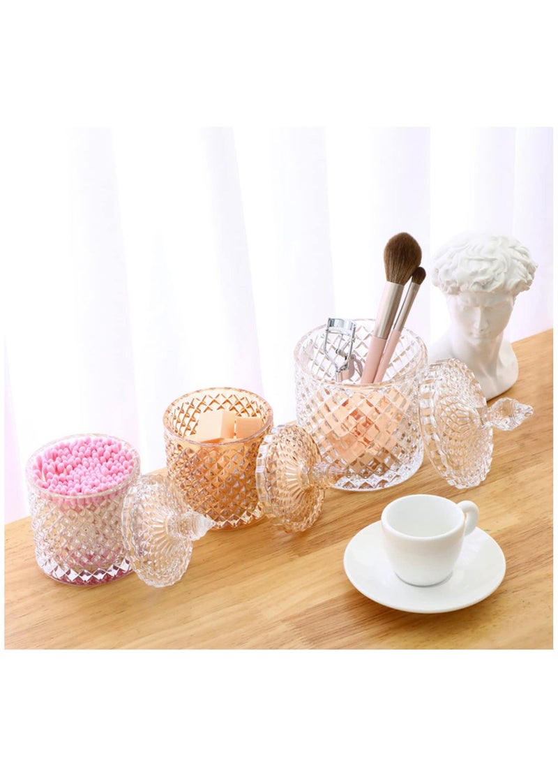 Crystal Candy Box, Candy Dish with Lid Glass Decorative Box Cookie Amber Jar Vintage Jewelry Box Trinket Boxes for Party Wedding Display Pothecary Flour Gifts For Friends Female, Brown Large