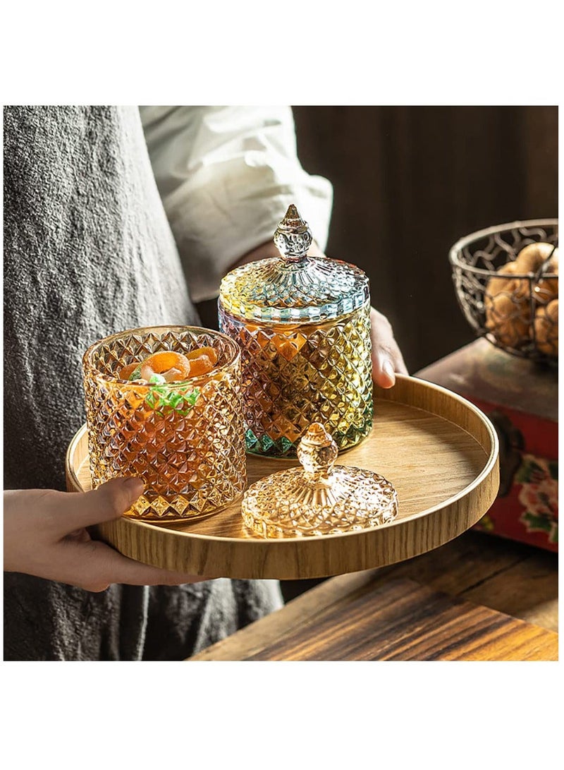 Crystal Candy Box, Candy Dish with Lid Glass Decorative Box Cookie Amber Jar Vintage Jewelry Box Trinket Boxes for Party Wedding Display Pothecary Flour Gifts For Friends Female, Brown Large