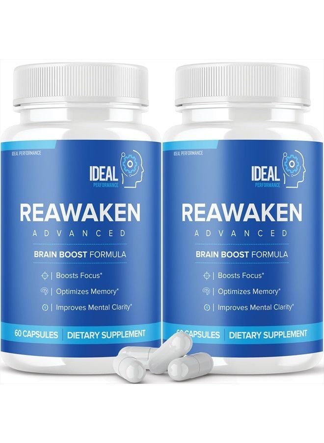 Reawaken Brain Boost Supplement for Memory Advanced Formula (2 Pack - 120 Capsules)