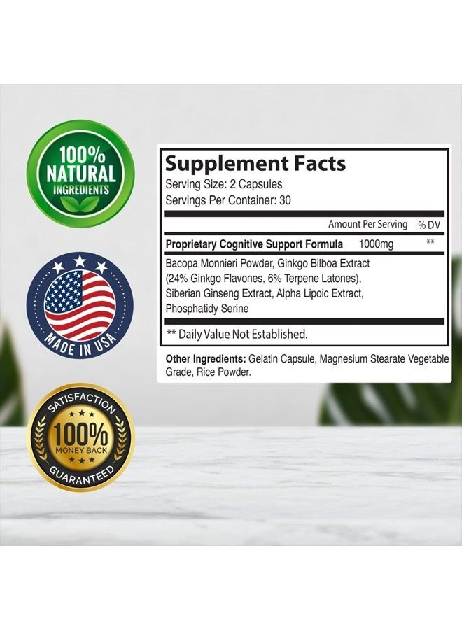 Reawaken Brain Boost Supplement for Memory Advanced Formula (2 Pack - 120 Capsules)