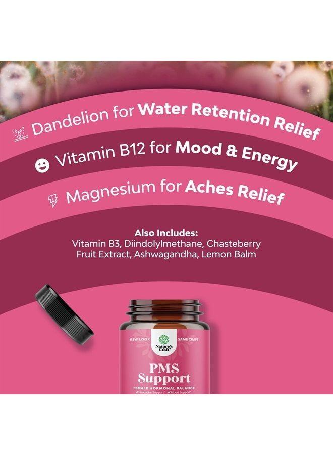 Advanced PMS Support Supplement for Women - Multibenefit PMS Relief Complex for Low Energy Mood Support Period Cramps and Bloating Relief for Women - Menstrual Hormonal Balance for Women - 30 Servings