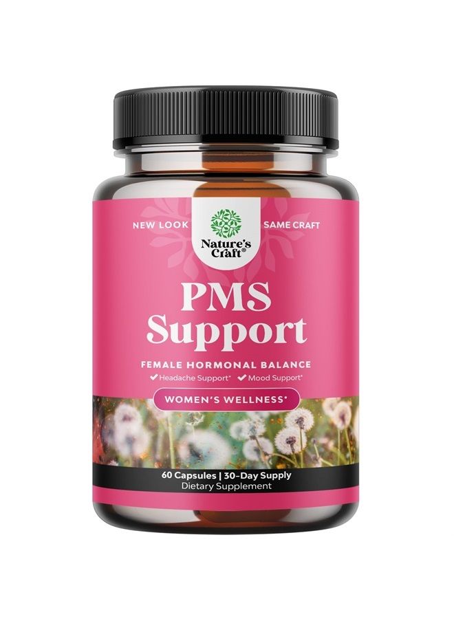 Advanced PMS Support Supplement for Women - Multibenefit PMS Relief Complex for Low Energy Mood Support Period Cramps and Bloating Relief for Women - Menstrual Hormonal Balance for Women - 30 Servings