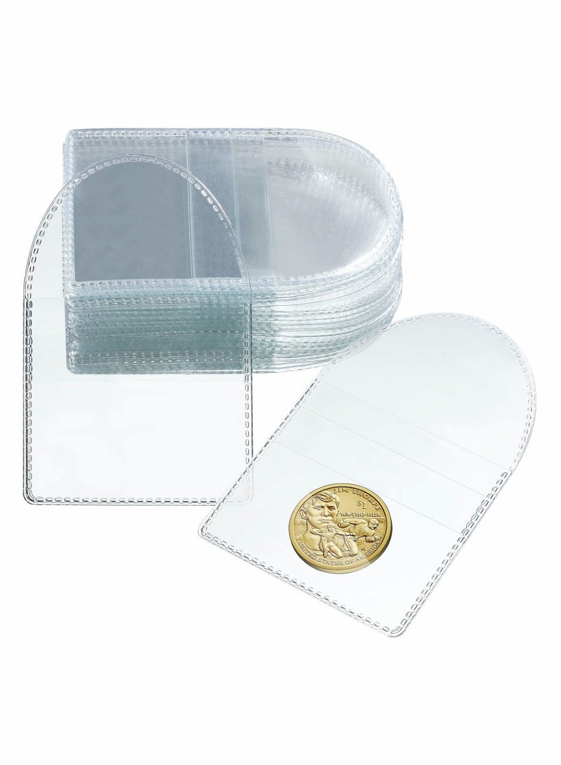 Single Pocket Coin Sleeves, 50 Pcs Collectors Individual Clear Plastic Sleeves Holders Small Pouch Protector for Coins Jewelry and Items Storage (2.2 Inches)