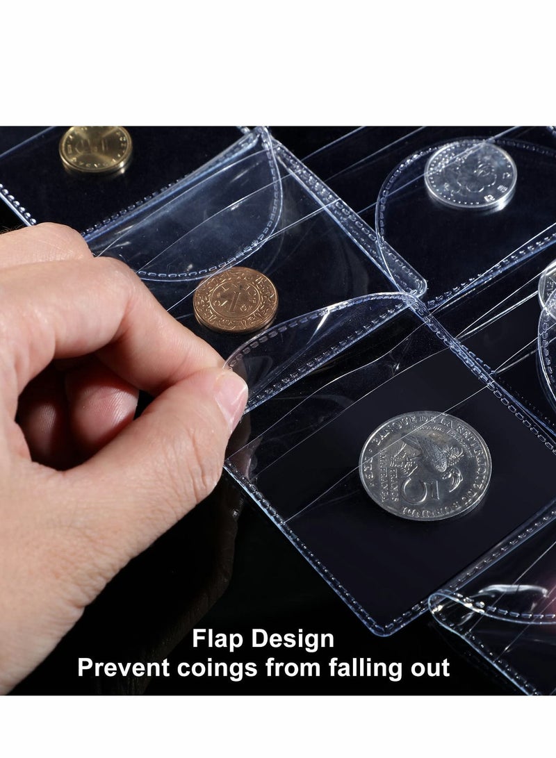 Single Pocket Coin Sleeves, 50 Pcs Collectors Individual Clear Plastic Sleeves Holders Small Pouch Protector for Coins Jewelry and Items Storage (2.2 Inches)