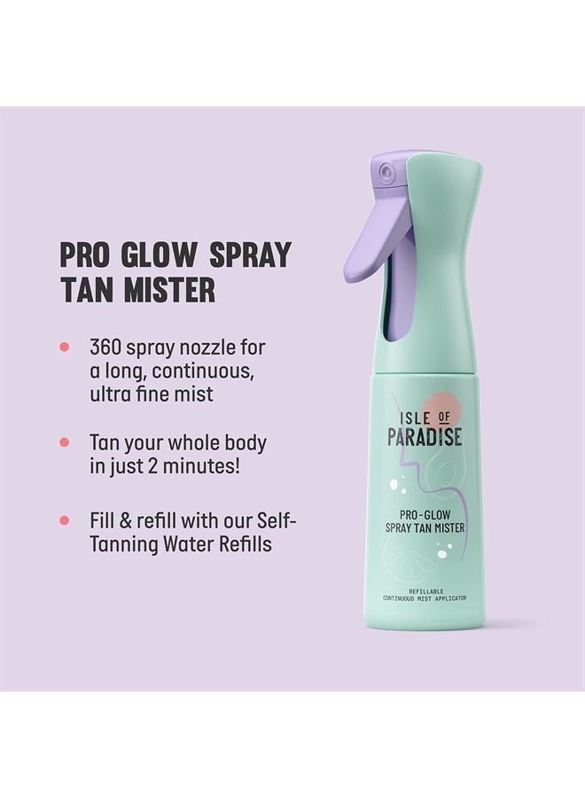 Pro Glow Spray Tan Mister - Refillable Continuous Mist Spray Bottle for Flawless Self Tan, 1 Count