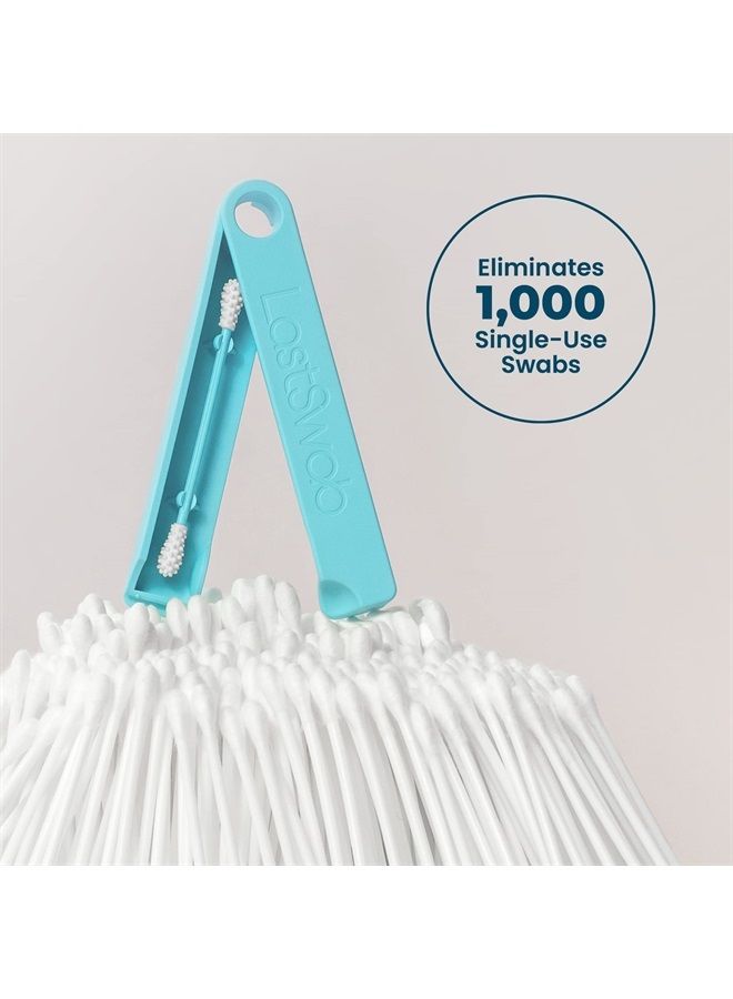 ® Reusable Cotton Swabs for Ear Cleaning - The Sustainable and Sanitary Alternative to Single-Use Q Tips - Zero Waste and Easy to Clean - Comes with a Convenient Travel Case Holder - Turquoise