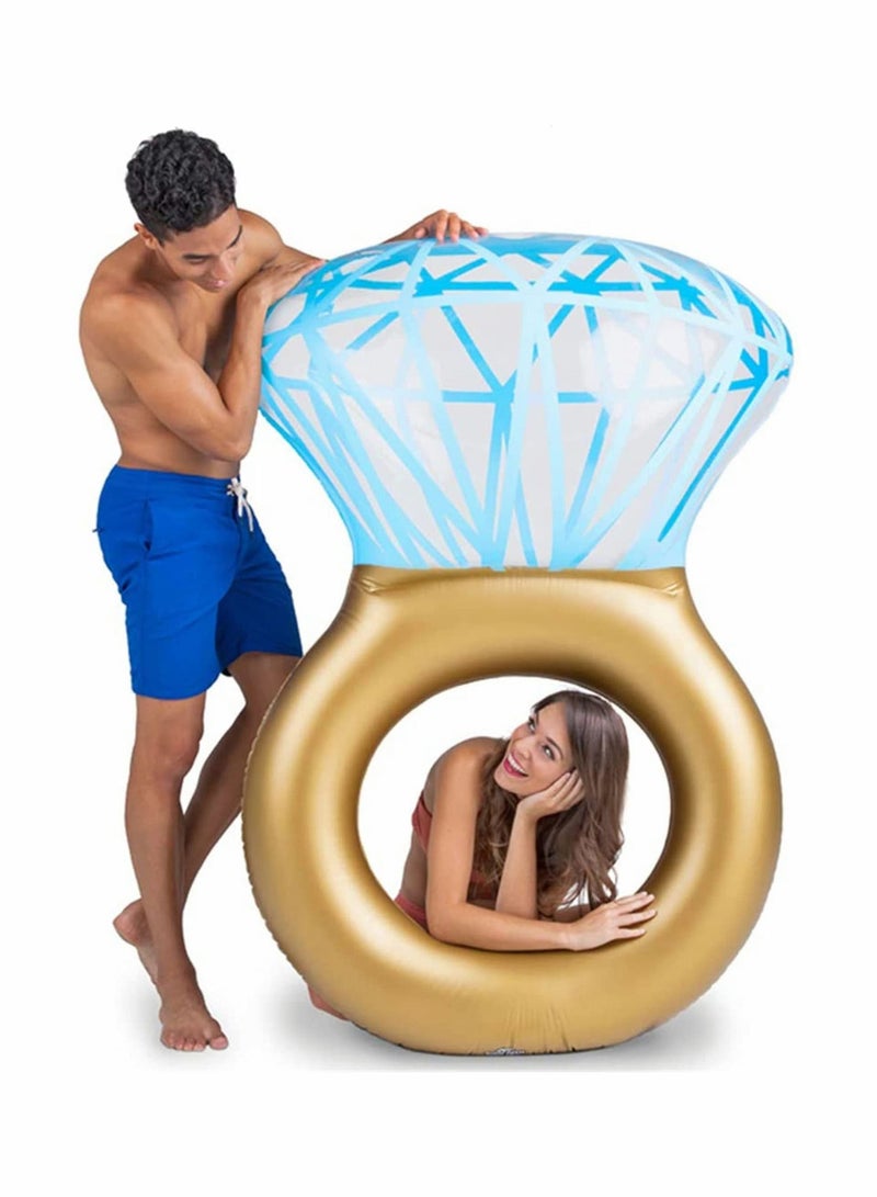 Large Inflatable Diamond Ring Swimming Ring Floating Bed Float Pool Lounger Giant Floats Ride Boat Raft for Pool Party Beach Swimming Pool Toys for Adult and Kids