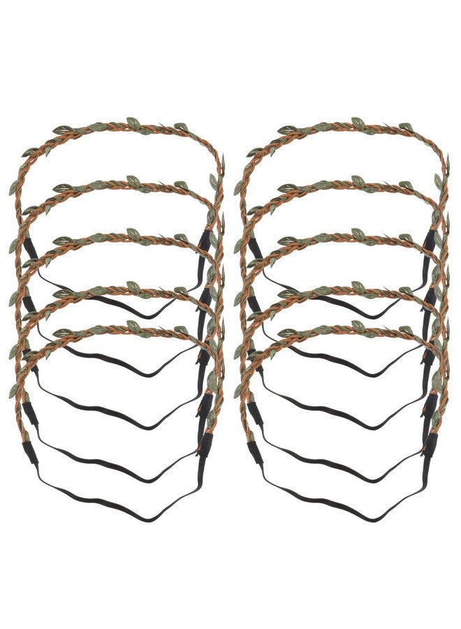 10Pcs Flower Wreath Headband Diy Rattan Garland Hairband Flower Crown Hair Wreath Halo Natural Headdress For Wedding Festival Party Vacation Photography Prop Brown