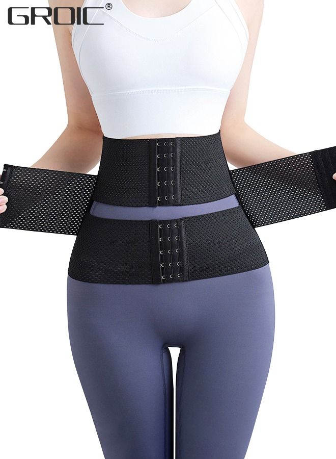 Waist Trainer for Women Triple Belt Body Shaper Waist Trainer Corset with 3 Hooks and 3 steel Bones, Sauna Workout Trimmer Belts Underbust Corset Tummy Control Hourglass Tummy Slimming Belly Body Shap