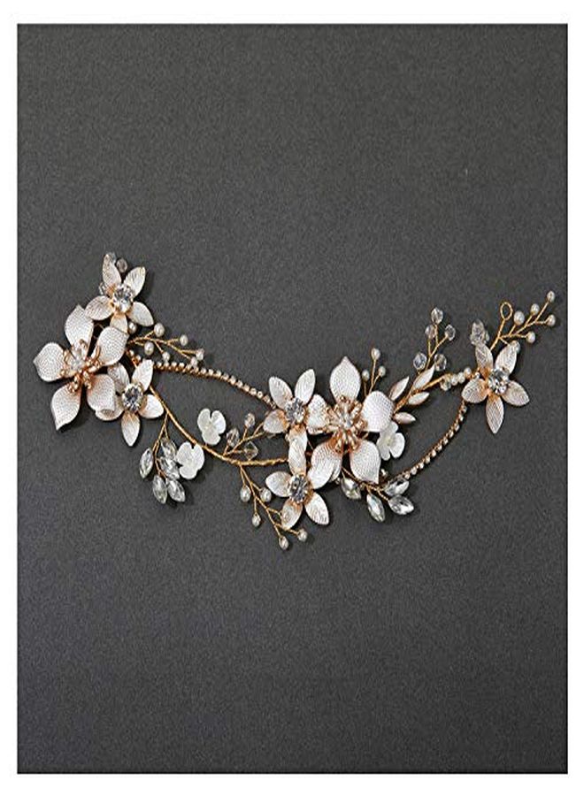 Gold Bridal Headpieces For Bride Flower Wedding Headband Hair Vine Crystal Hair Pieces For Women