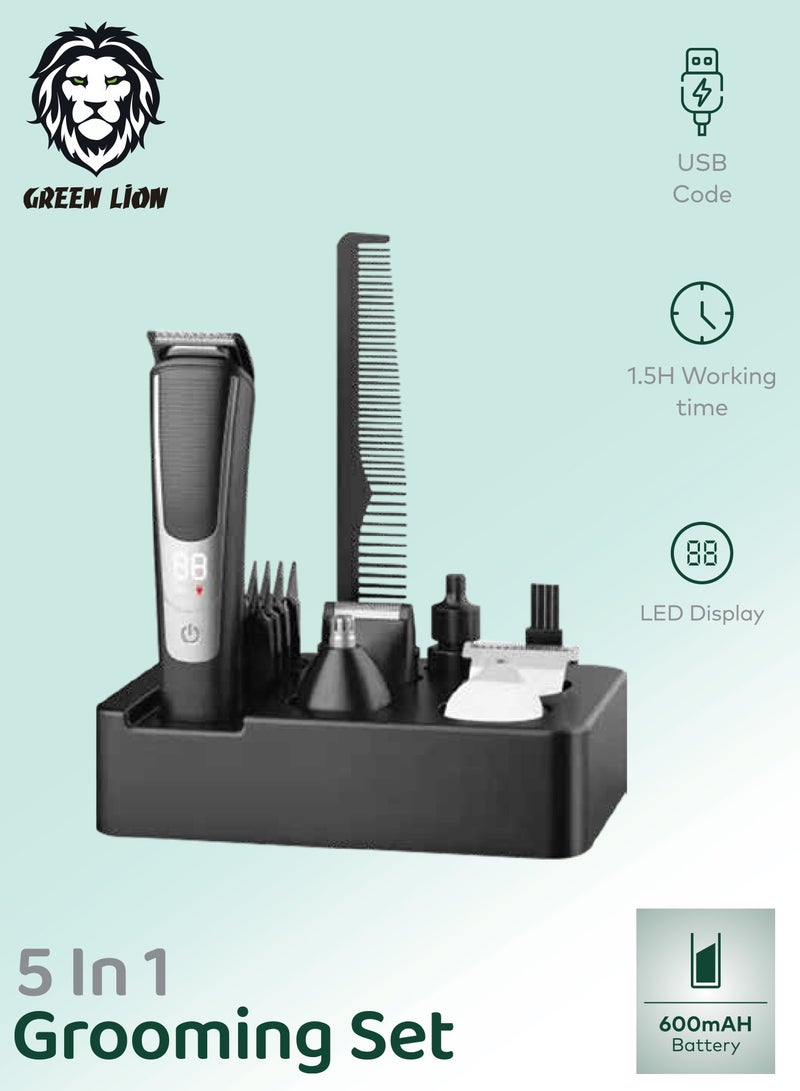 5 in 1 Grooming Set 600mAh / Hair Trimmer / Nose Trimmer / Comb / Shaving - Black