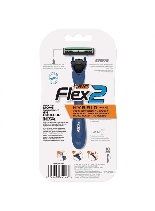 ® Flex2™ Hybrid Disposable Razor, Blue, 10 Pack