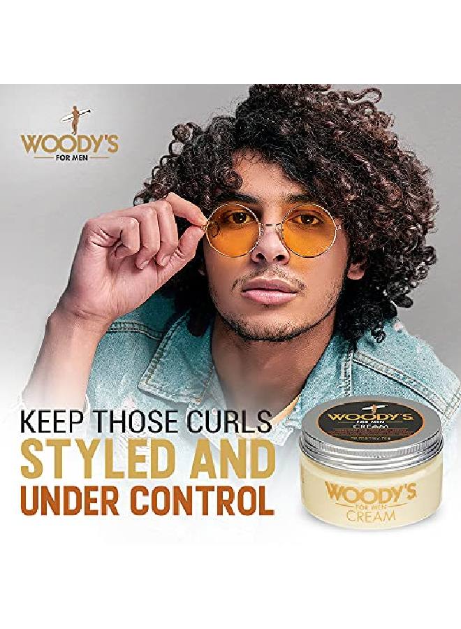 Styling Cream For Men Flexible Styling Cream Controls Curly And Wavy Hair Watersoluble With A Healthy Shine Finish Adds Volume And Thickness Contains Fibroin Compactsize 3.4 Oz. 1Pc