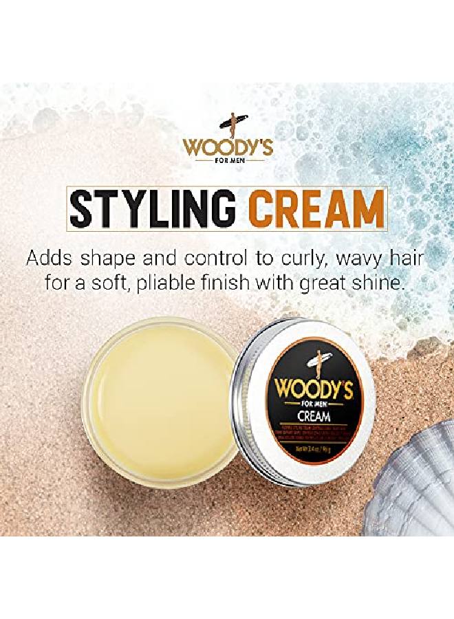 Styling Cream For Men Flexible Styling Cream Controls Curly And Wavy Hair Watersoluble With A Healthy Shine Finish Adds Volume And Thickness Contains Fibroin Compactsize 3.4 Oz. 1Pc