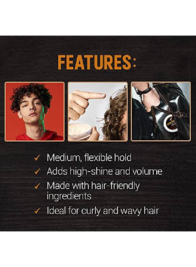 Styling Cream For Men Flexible Styling Cream Controls Curly And Wavy Hair Watersoluble With A Healthy Shine Finish Adds Volume And Thickness Contains Fibroin Compactsize 3.4 Oz. 1Pc